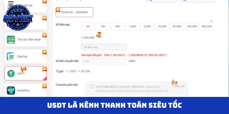 USDT là kênh thanh toán siêu tốc